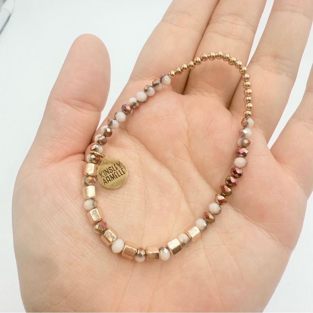 Kinsley Armelle Gold and Cream Beaded Bracelet MATILDA BRACELET